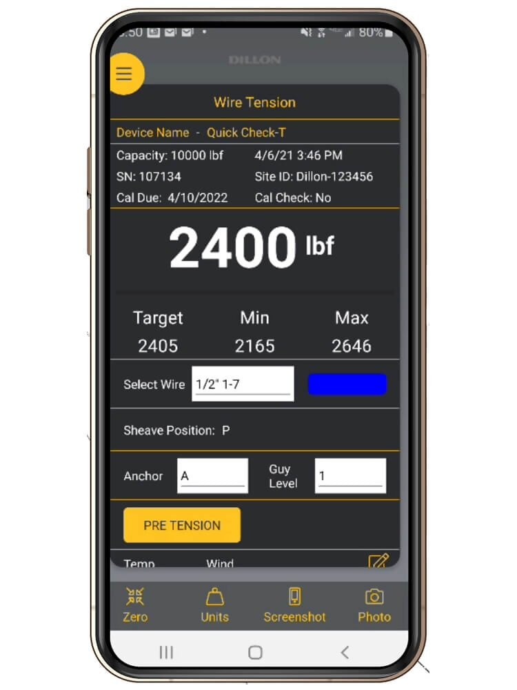 Dillon Quick Check-T Medidor de tensión con salida Bluetooth